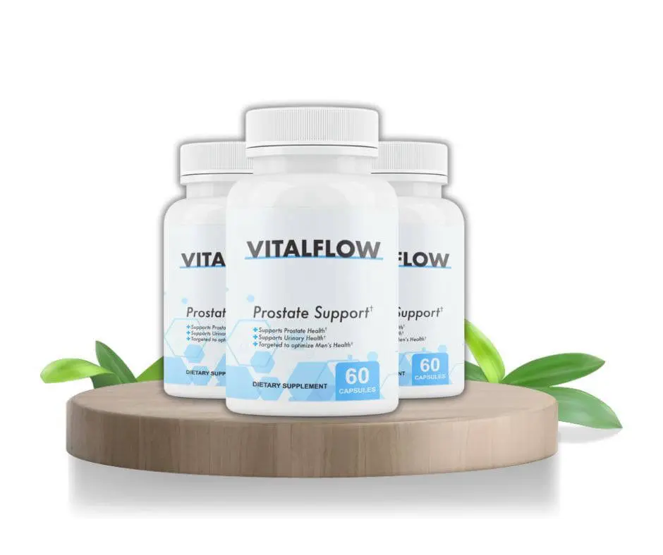 Three bottles of VitalFlow prostate support supplement — 90-day supply